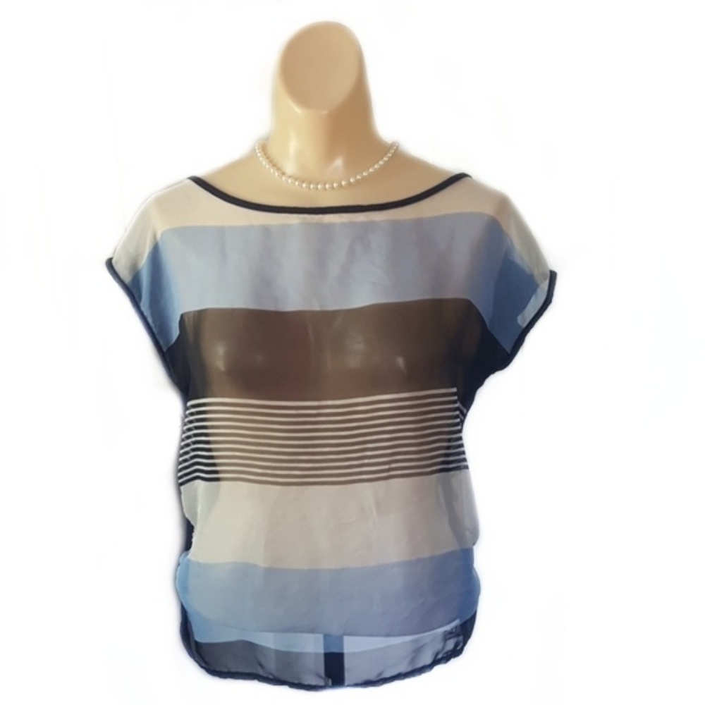 Rheea & Co Striped Shortsleeve Loose Fit Blouse-S